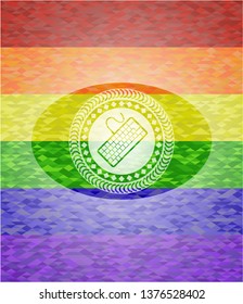 keyboard icon inside lgbt colors emblem 