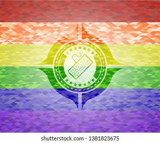 keyboard icon inside lgbt colors emblem 