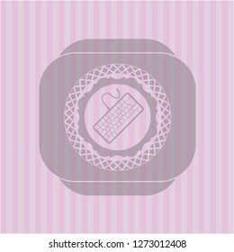 keyboard icon inside pink emblem. Vintage.