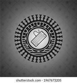 keyboard icon inside realistic black emblem. 