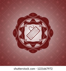 keyboard icon inside realistic red emblem