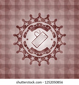 keyboard icon inside red badge with geometric background. Seamless.