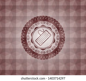 keyboard icon inside red badge with geometric pattern. Seamless.