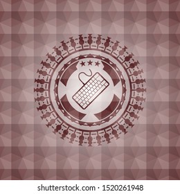 keyboard icon inside red badge with geometric background. Seamless.