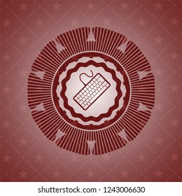 keyboard icon inside red emblem. Vintage.
