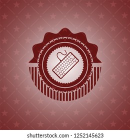 keyboard icon inside red emblem. Vintage.