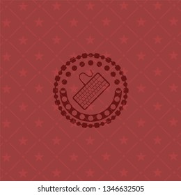 keyboard icon inside red emblem. Vintage.