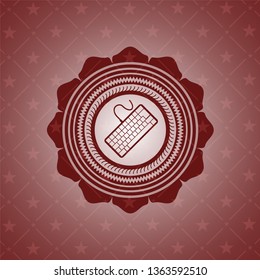 keyboard icon inside red emblem. Retro