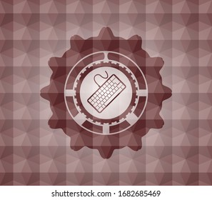 Tastatursymbol in rotem geometrischem Muster. Nahtlos.