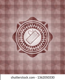 keyboard icon inside red polygonal badge. Seamless.