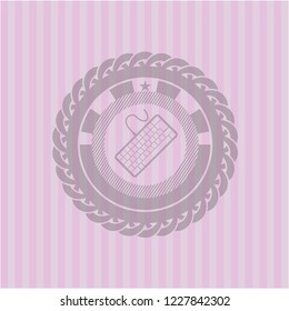 keyboard icon inside retro pink emblem