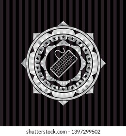 keyboard icon inside silver badge or emblem