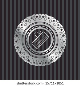 keyboard icon inside silver shiny badge