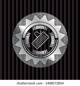 keyboard icon inside silvery badge