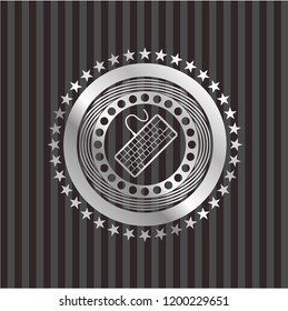 keyboard icon inside silvery shiny badge