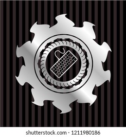 keyboard icon inside silvery shiny badge