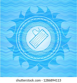 keyboard icon inside water concept emblem background.