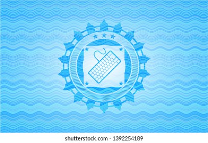 keyboard icon inside water emblem.