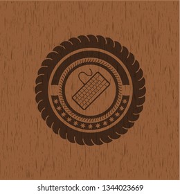 keyboard icon inside wood emblem. Retro