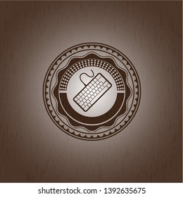 keyboard icon inside wood emblem. Vintage.