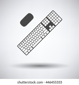 Keyboard icon on gray background, round shadow. Vector illustration.