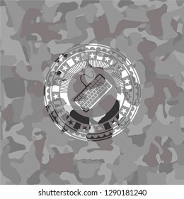 keyboard icon on grey camo texture