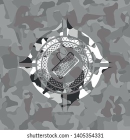 keyboard icon on grey camo pattern