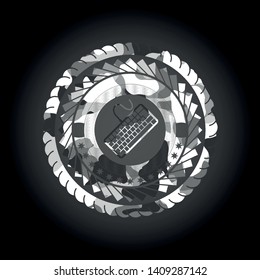 keyboard icon on grey camouflage texture