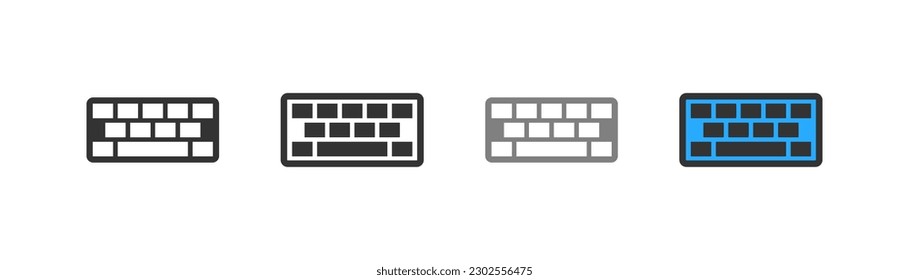 Keyboard icon on light background. Smartphone keypad symbol. Wireless modern PC keyboard, laptop, ui, qwerty, enter, esc buttons. Flat and colored style. Flat design. 