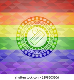 keyboard icon on mosaic background with the colors of the LGBT flag