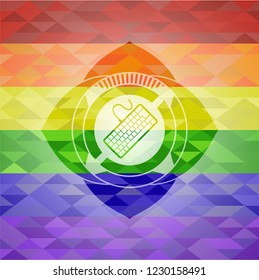 keyboard icon on mosaic background with the colors of the LGBT flag