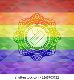 keyboard icon on mosaic background with the colors of the LGBT flag