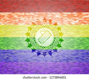 keyboard icon on mosaic background with the colors of the LGBT flag