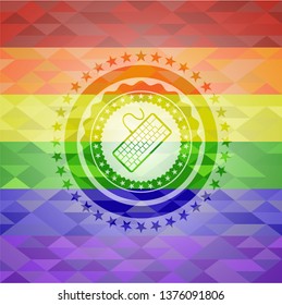 keyboard icon on mosaic background with the colors of the LGBT flag