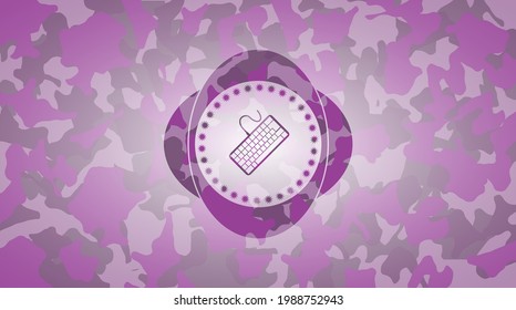 keyboard icon on pink camo pattern. 