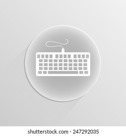 keyboard icon on a white button with shadow