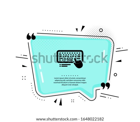 Keyboard icon. Quote speech bubble. Computer component device sign. Quotation marks. Classic computer keyboard icon. Vector