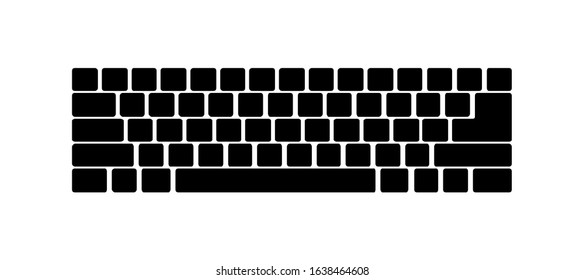 Keyboard Icon - Qwerty Keyboard Vector Isolated Black Silhouette on White