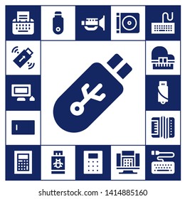 keyboard icon set. 17 filled keyboard icons.  Simple modern icons about  - Type, Pendrive, Personal computer, Piano, Accordion, Calculator, Jazz, Dvd, Keyboard
