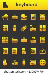 keyboard icon set. 26 filled keyboard icons.  Simple modern icons about  - Piano, Keyboard, Calculator, Old computer, Pendrive, Type, Personal computer