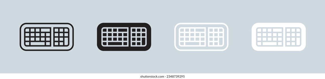 Keyboard icon set in black and white. Type device signs vector illustration.