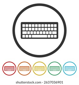 Keyboard icon sign. Set icons in color circle buttons