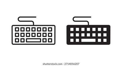 Ícone de teclado silhueta projetos vetoriais. Traçados editáveis