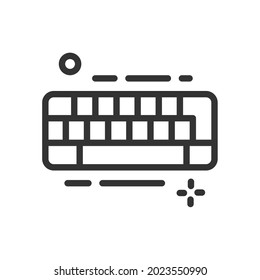 Keyboard icon in simple one line style isolated on white background. Vector illustration