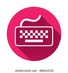 Keyboard Icon, Keyboard Symbol with long shadow on Dark Watermelon, Pink Circle background Vector
