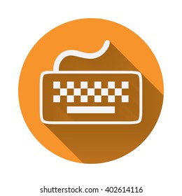 Keyboard Icon, Keyboard Symbol with long shadow on Bright Gold, Yellow background Vector