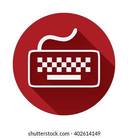 Keyboard Icon, Keyboard Symbol with long shadow on Red Rust Circle background Vector