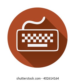 Keyboard Icon, Keyboard Symbol with long shadow on Spice, Brown Circle background Vector