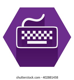 Keyboard Icon, Keyboard Symbol with long shadow on Purple Hexagon background Vector