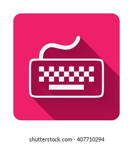 Keyboard Icon, Keyboard Symbol with long shadow on Dark Watermelon Square background